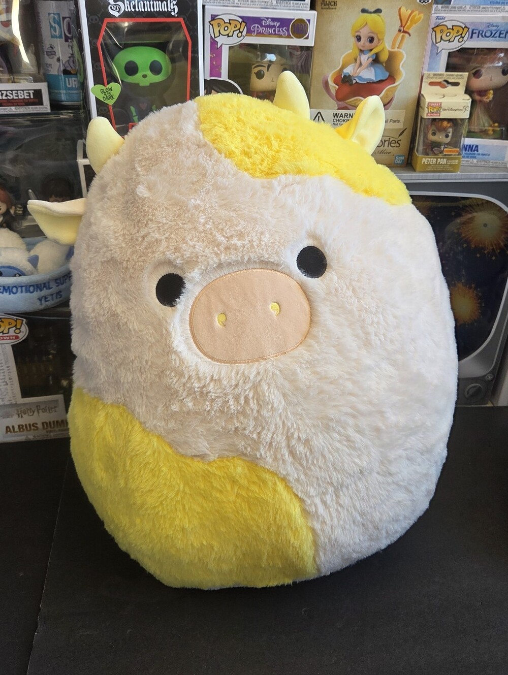 Squishmallows FuzzAMallows 16" Bodie The Yellow & White Cow. Brand New With Tags